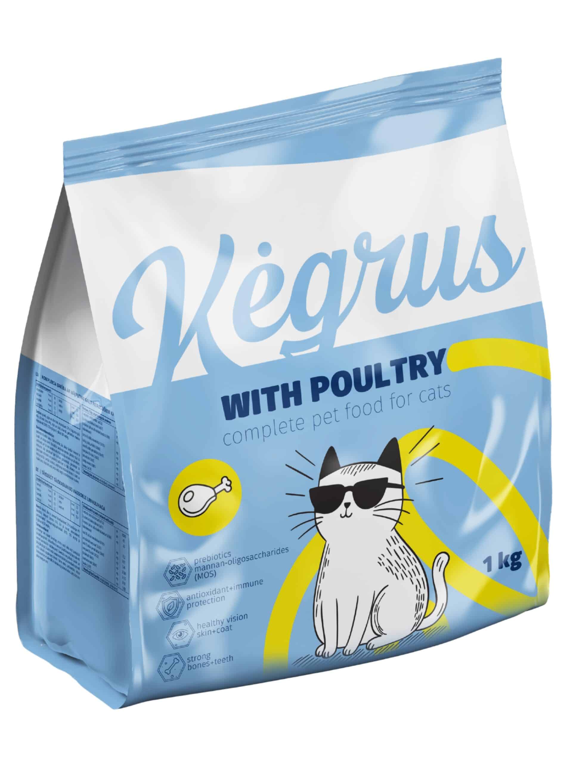 JE-86008901 Visavertis suaugusių kačių pašaras su paukštiena KĖGRUS 1kg